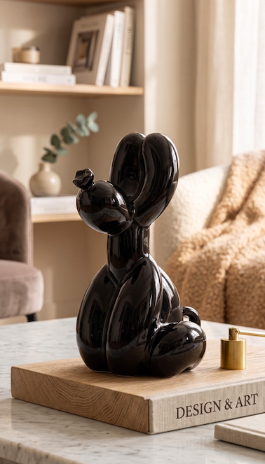 Urn zittende hond - zwart
